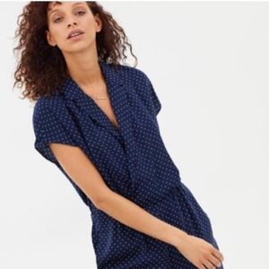 Pindot jumpsuit with lapel